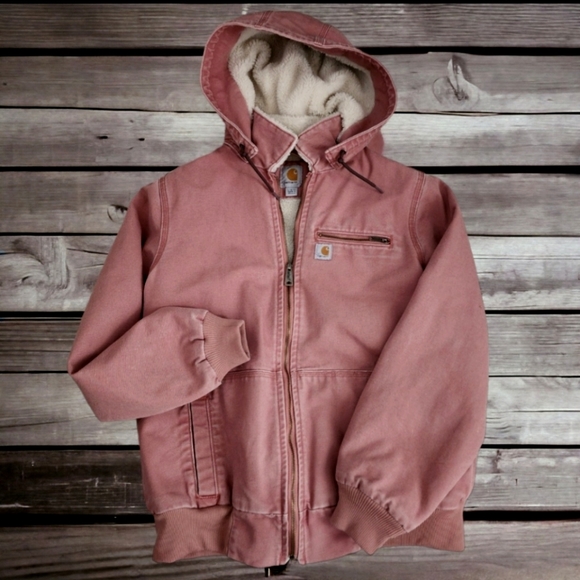 Carhartt Jackets & Blazers - Discontinued Rare Pink Carhartt Wildwood Jacket  Sherpa Lined  Coat Large EUC